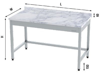 MARBLE TOP WORK TABLE WITHOUT BOTTOM SHELF