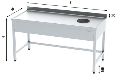 WASTE PEELING TABLES WITH HOLE FROM RIGHT