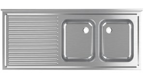 SINK W. DOUBLE BOWL LEFT DRAINER