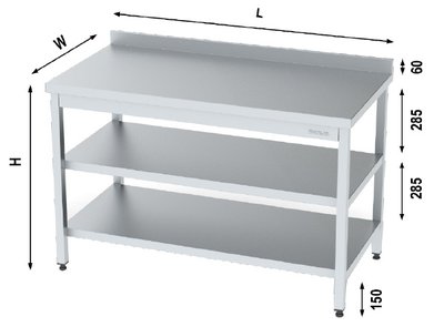 WORK TABLE WITH BOTTOM AND MIDDLE SHELF