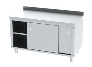 WORK TABLE WITH MIDDLE SHELF SLIDING DOORS