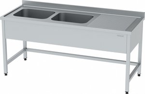 WORK TABLE WITH DOUBLE SINK WITHOUT BOTTOM