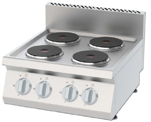 Cooker with four hot plates