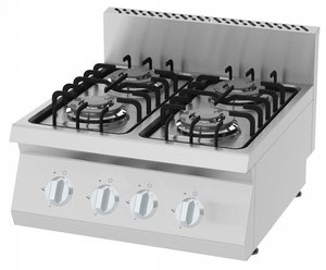 Cooker with four burners