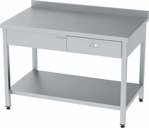WORK TABLE WITH BOTTOM SHELF AND SINGLE DRAWER