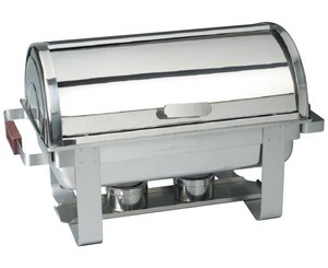 CHAFING DISH WITH ROLL TOP LID WITH PLASTIC HANDLE